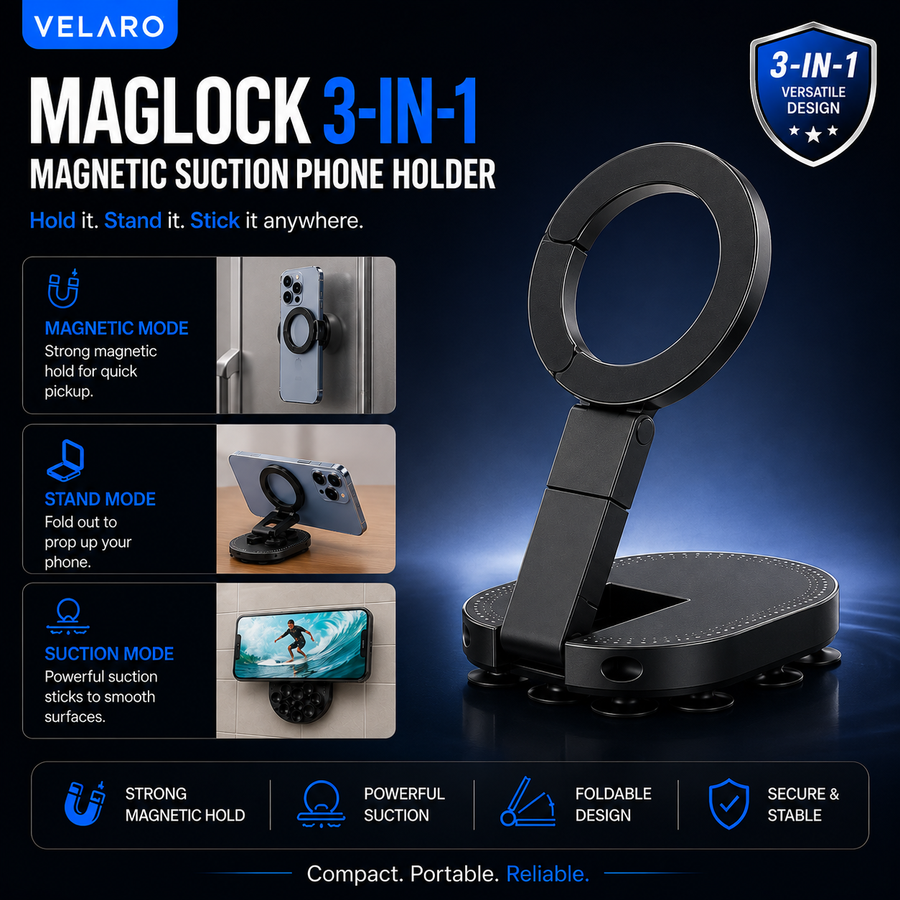 Velaro MagLock 3-in-1 Magnetic Suction Phone Holder